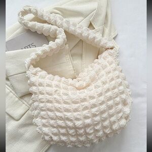 2/$25 SALE NEW Soft Puff Cloud Shoulder Bag - Off White Beige, Large Capacity